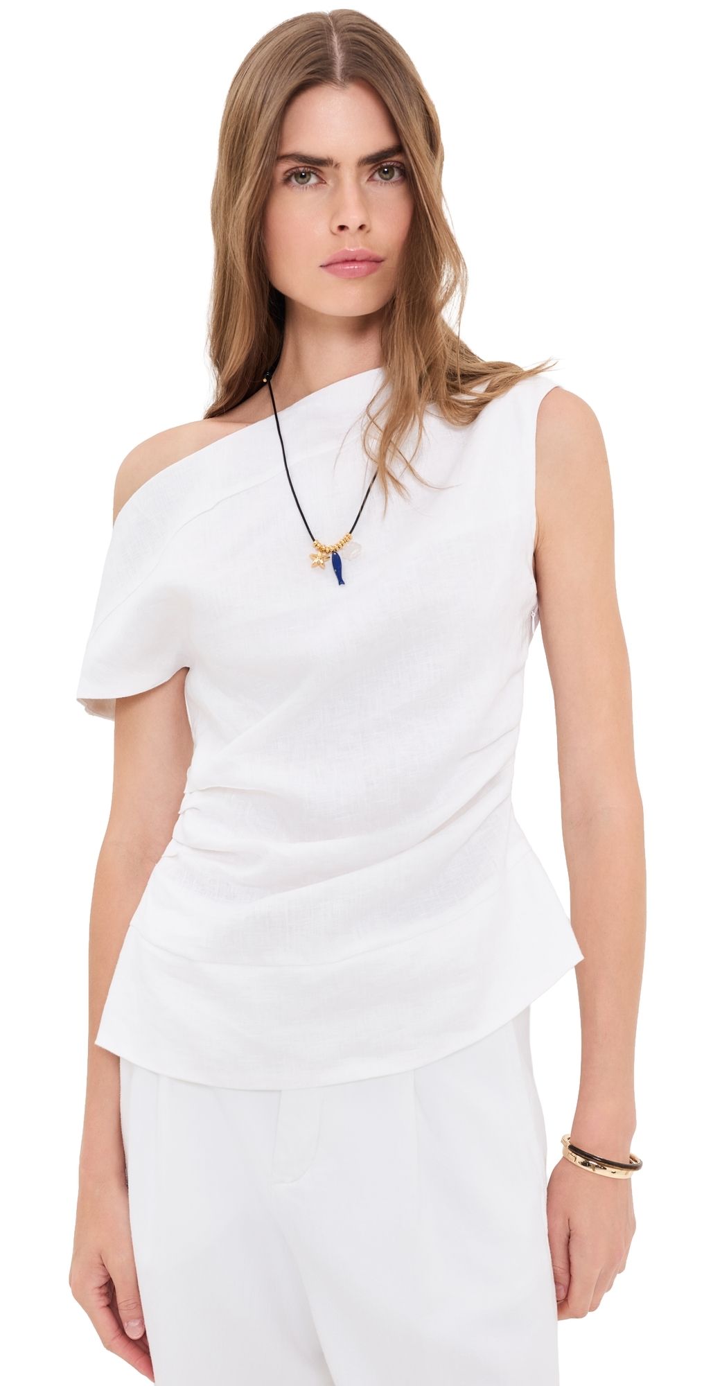 VRG GRL Eilish Linen Top White XL