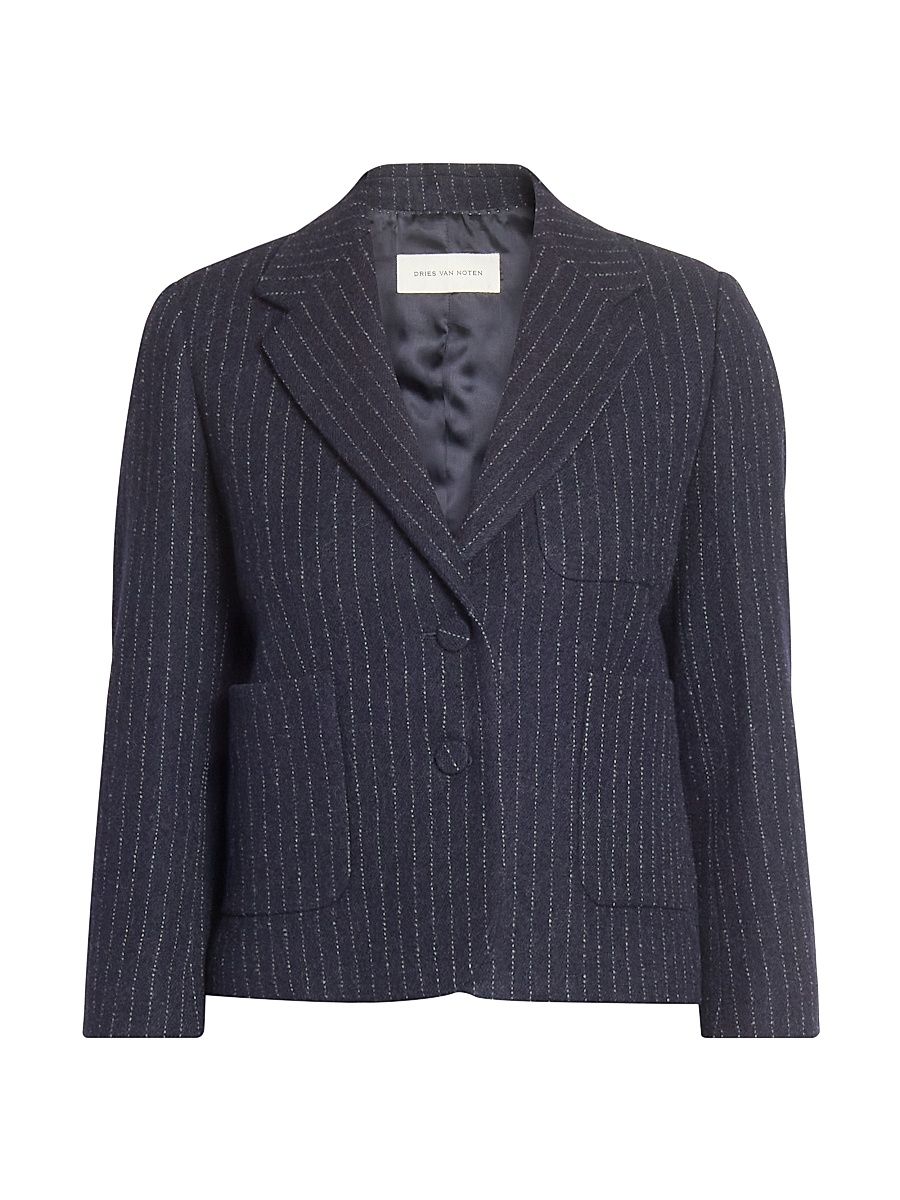Women's Bamis Pinstripe Wool Blazer - Navy - Size 14