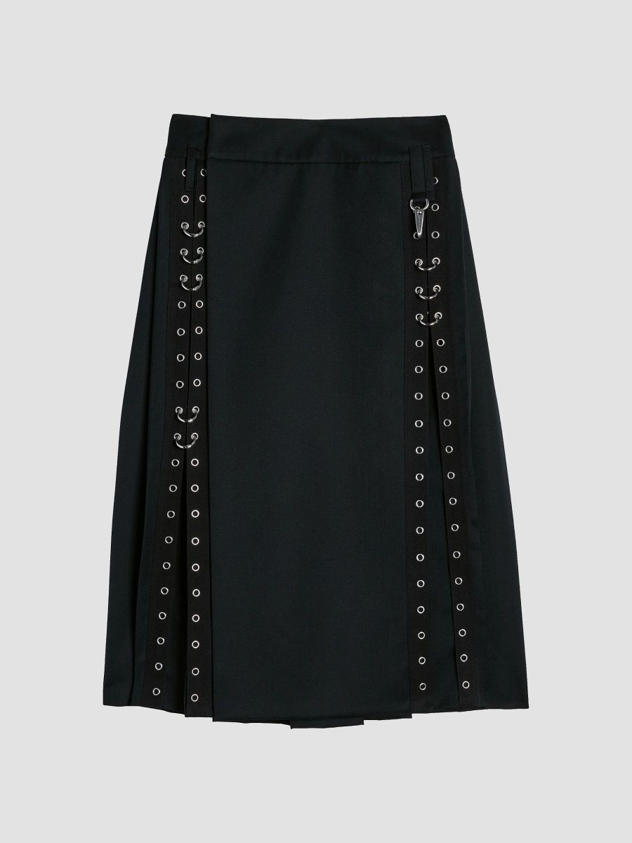 Simone Rocha Women's Grommet Ring Sculpt Ripple Midi Skirt - Black - Size 8