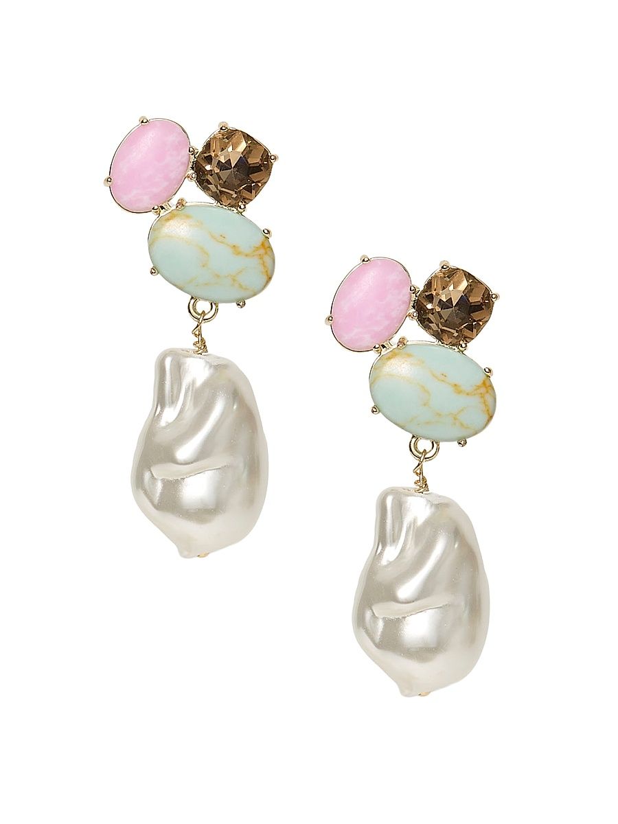 Women's Palm Beach Worth Avenue 14K-Gold-Plated & Multi-Stone Drop Earrings - Seafoam Iris