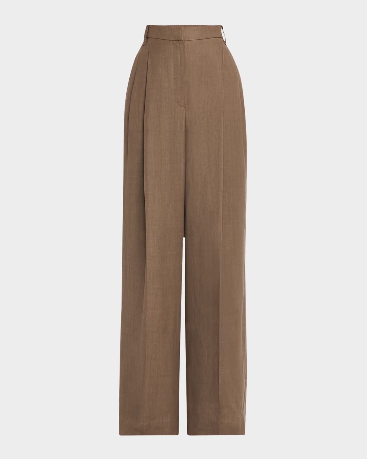 High Waist Wide Leg Fluid Linen Twill Pants