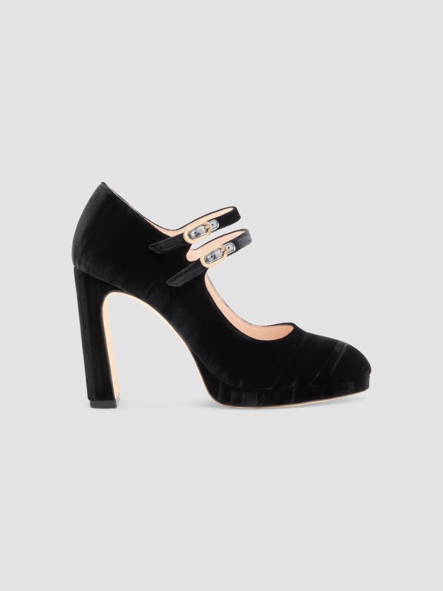 Stuart Weitzman Women's Babette 100MM Suede Platform Mary Janes - Black - Size 10.5