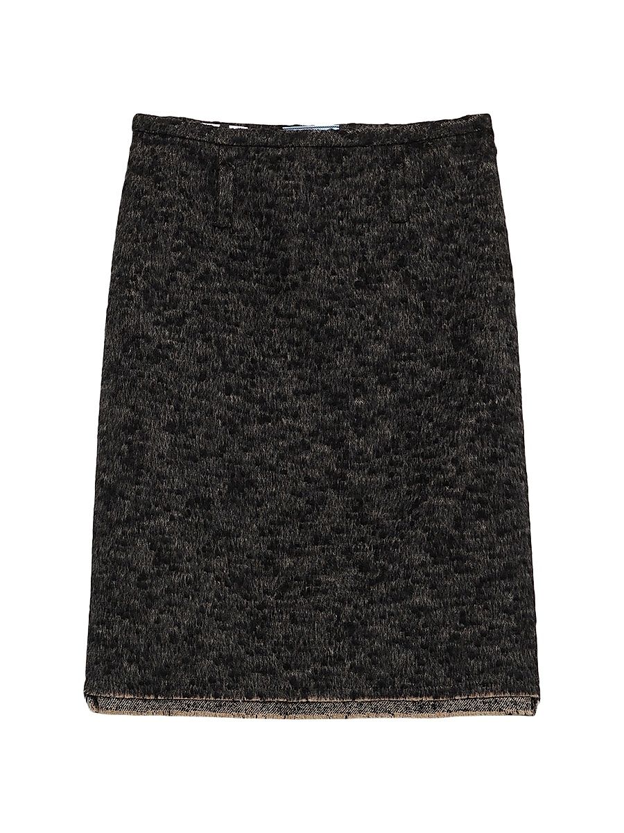 Women's Double Tweed Midi-Skirt - Grey - Size 10