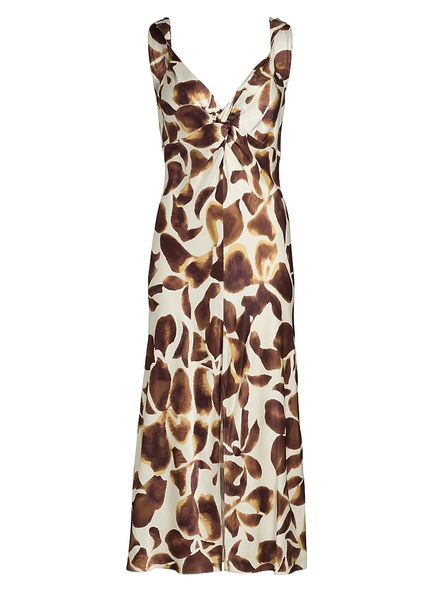 Women's Viviana Printed Sleeveless Midi-Dress - Espresso Lily - Size XL