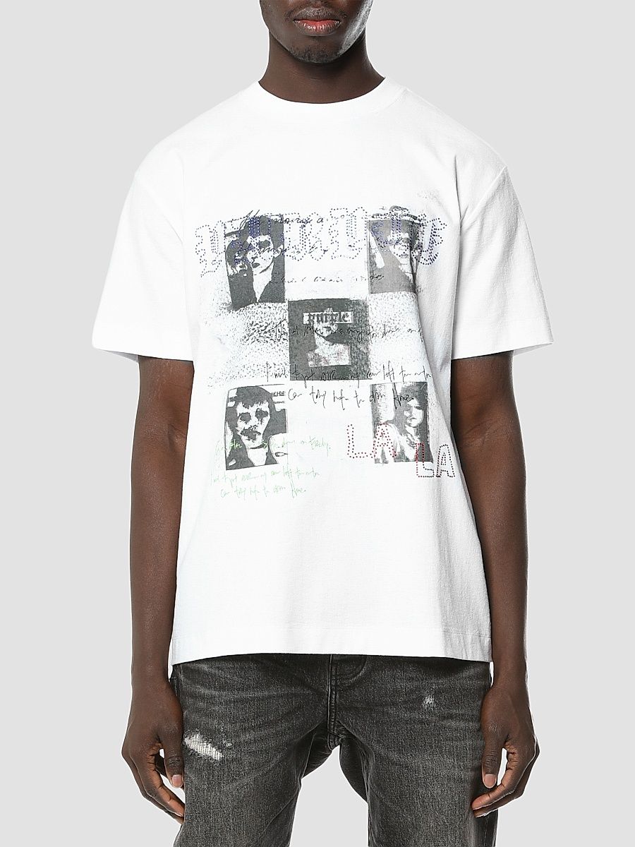 Men's Textured Jersey Crystal-Logo Graphic T-Shirt - White - Size XXL