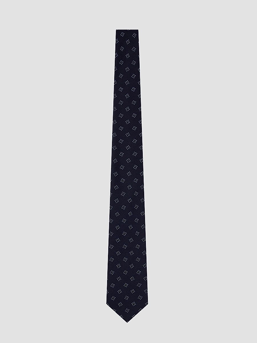 Men's Geometric Box Silk Tie - Fancy Blue