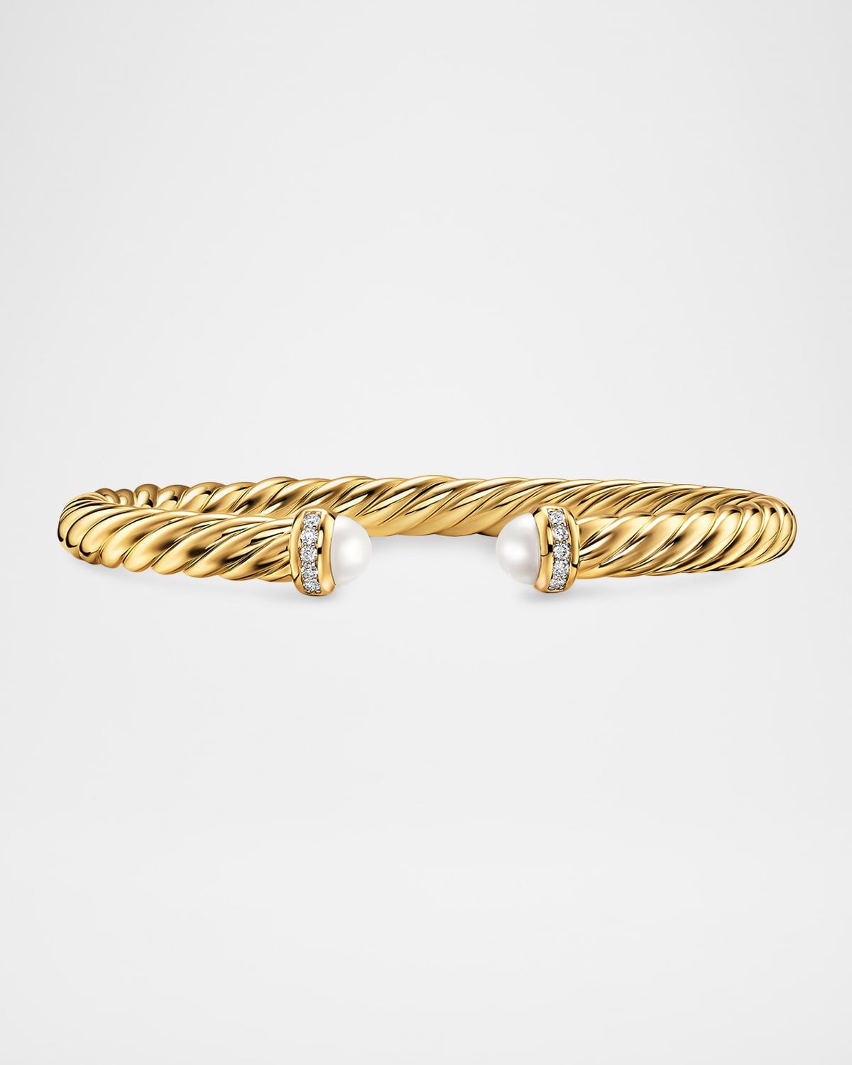 Cablespira Flex Bracelet with Pearl and Diamonds in 18K Gold