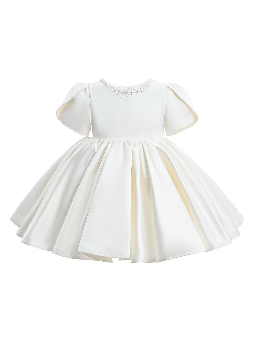 Little Girl's Pearl-Accented Dress - Ivory - Size 12 Months