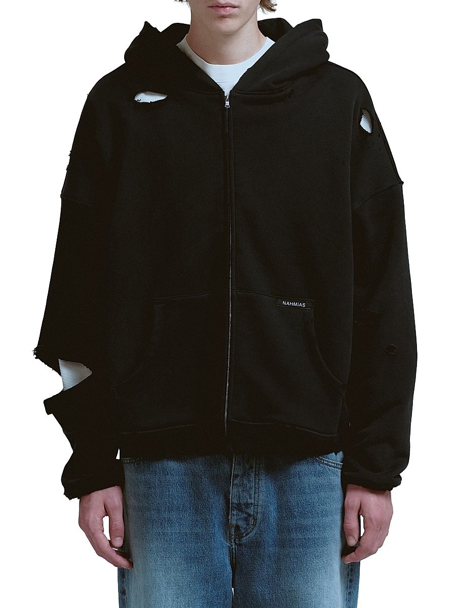 Men's Thermal-Lined Zip-Front Hoodie - Aged Black - Size Small