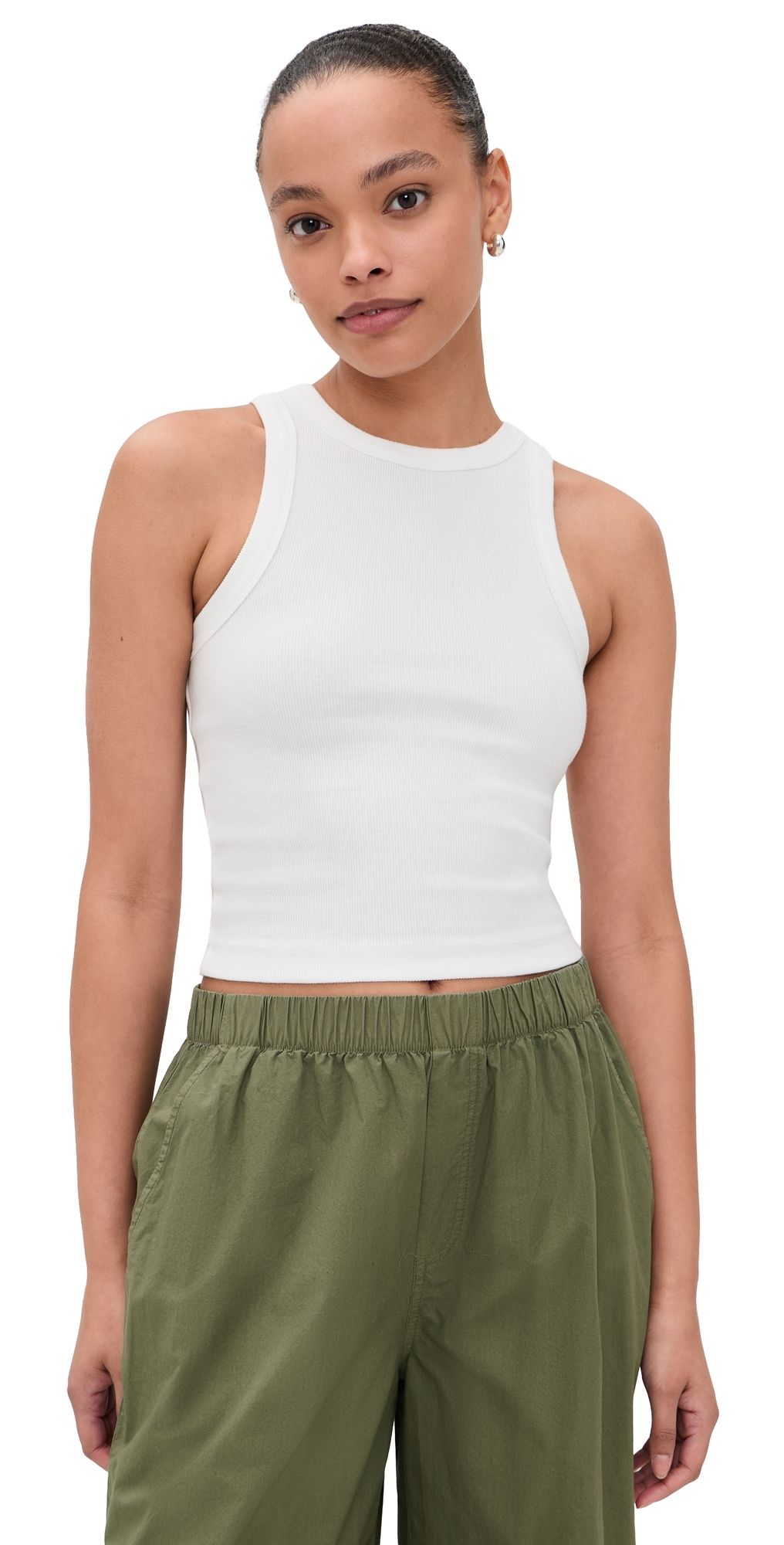 Marine Layer Lexi Rib Sun In High Neck Crop Tank White XS