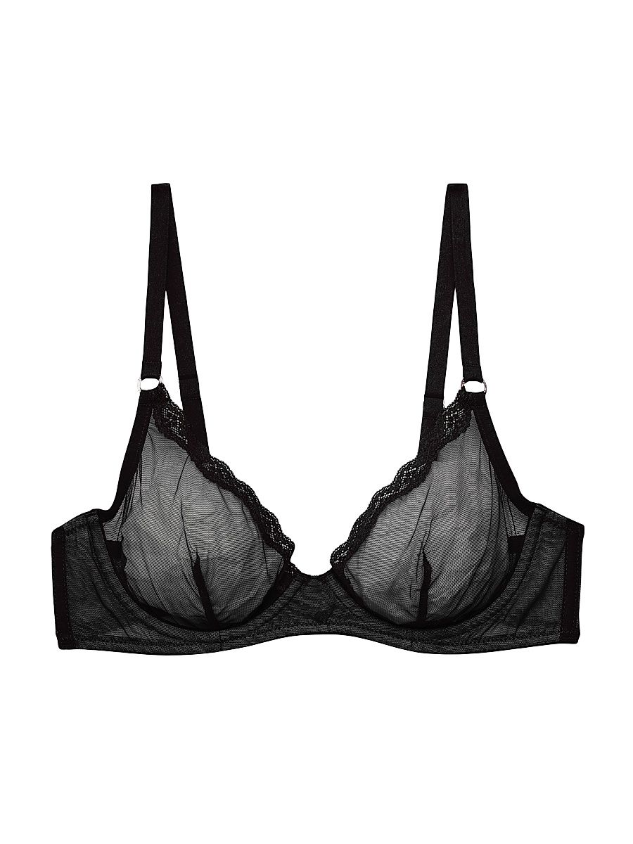 Women's Sheer Tulle Demi Bra - Black - Size 38C