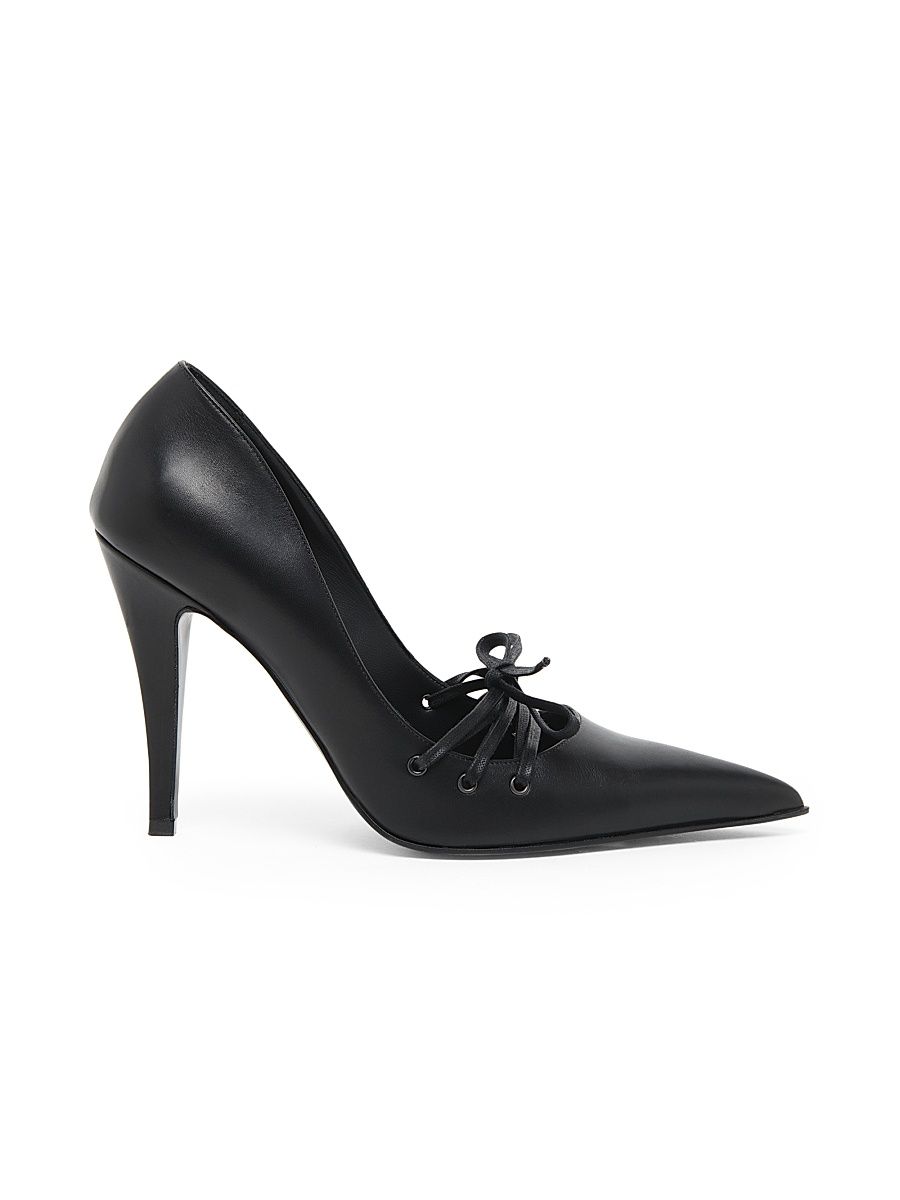 Women's Corset 100MM Leather Pumps - Black - Size 11
