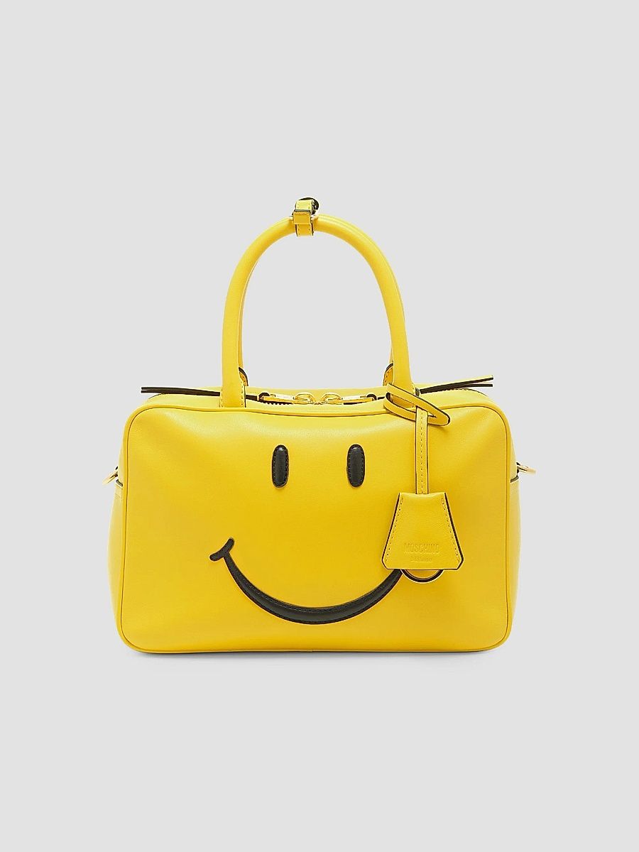 Moschino Women's Smile Leather Top Handle Bag - Yellow