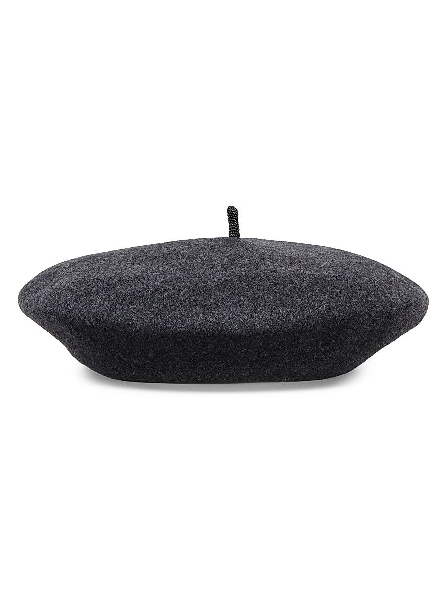 Women's Wool Beret with Precious Detail - Anthracite - Size Small