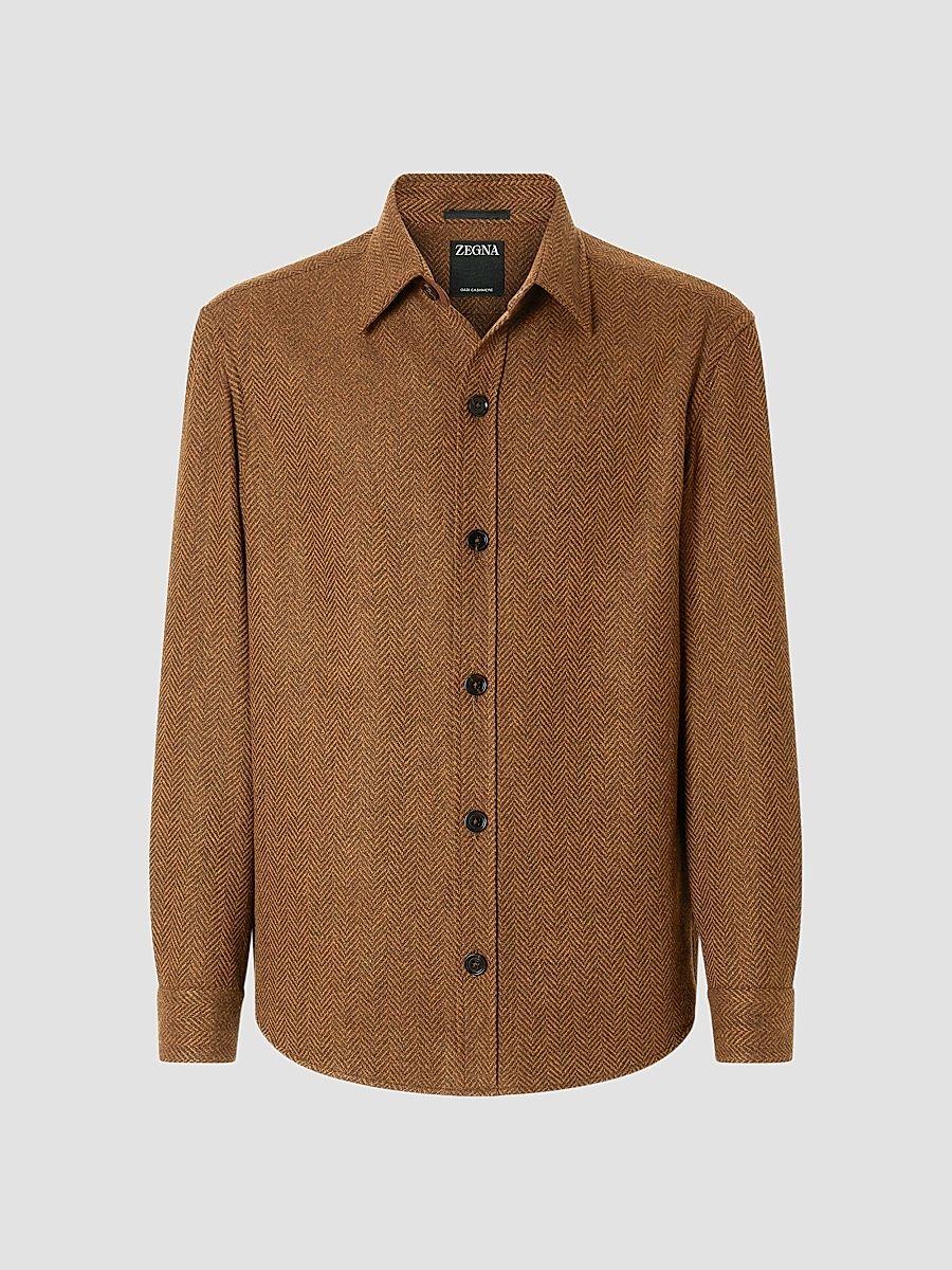 Men's Cashmere and Silk Overshirt - Dark Foliage - Size XXXL