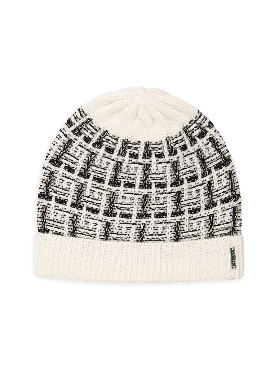 Gorski Women's Select Cashmere Beanie Hat - Ivory Black
