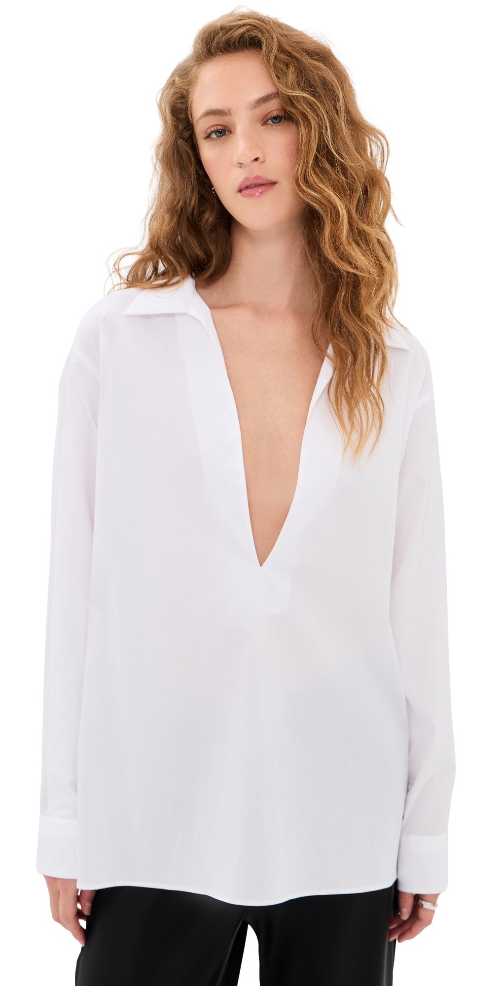 Comme Si Deep V Blouse White L