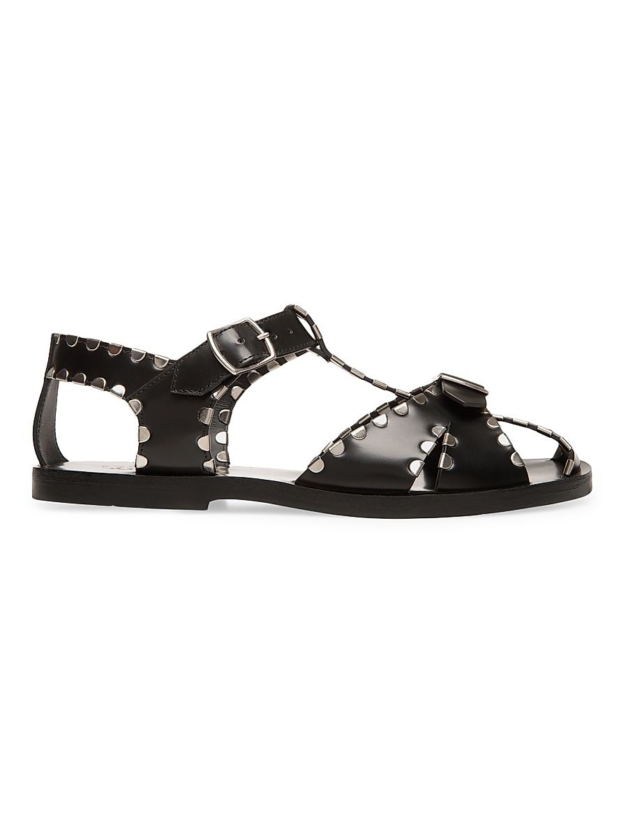 Women's Pasely Leather Fisherman Sandals - Black - Size 11.5