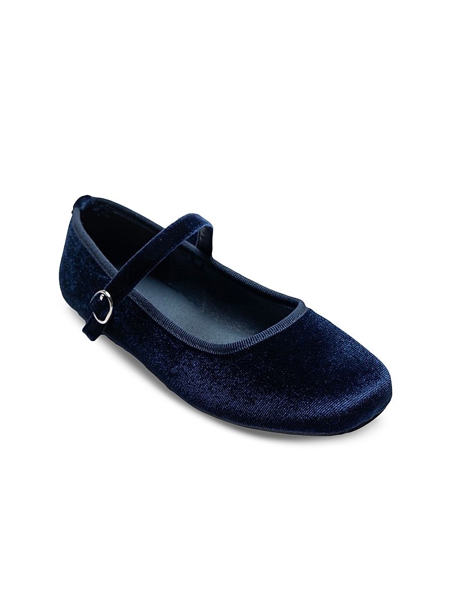 Tulleen Girl's Little Girl's & Girl's Michelle Satin Velvet Flats - Navy - Size 13 (Child)