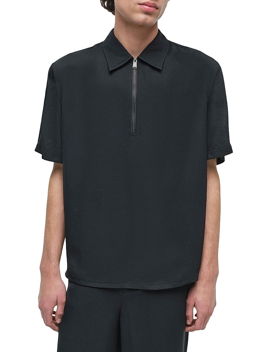 Men's Ethan Popover Zip Polo Sweater - Black - Size Large