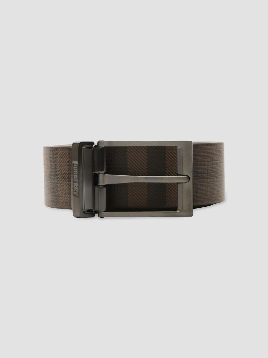 Burberry Men's Reversible Check Belt - Dark Brown - Size 40