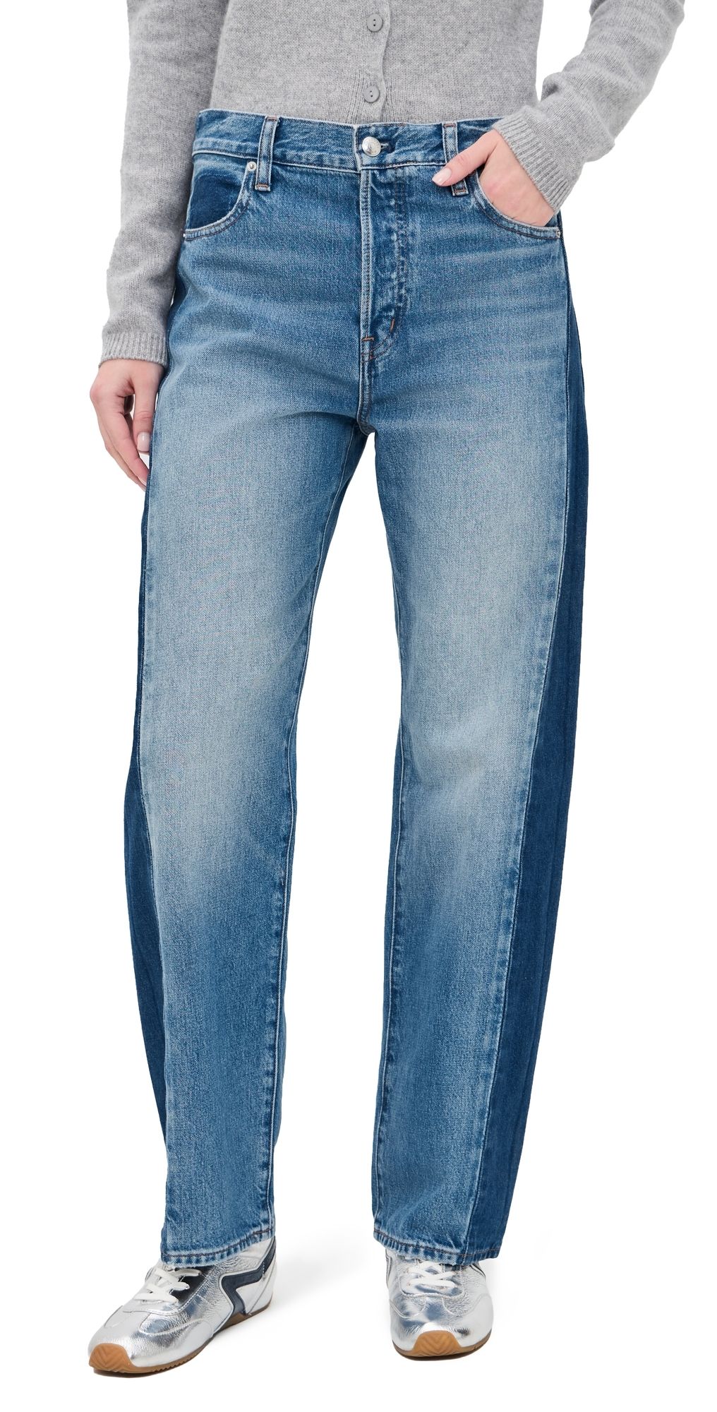 Madewell Pieced Barrel-Leg Jeans in Linden Wash Linden Wash 29