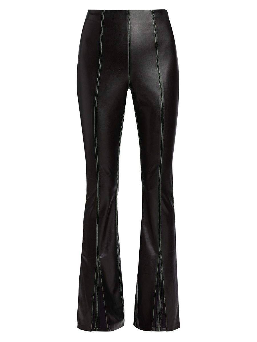 Women's Iver Faux-Leather Boot-Cut Pants - Black - Size 8