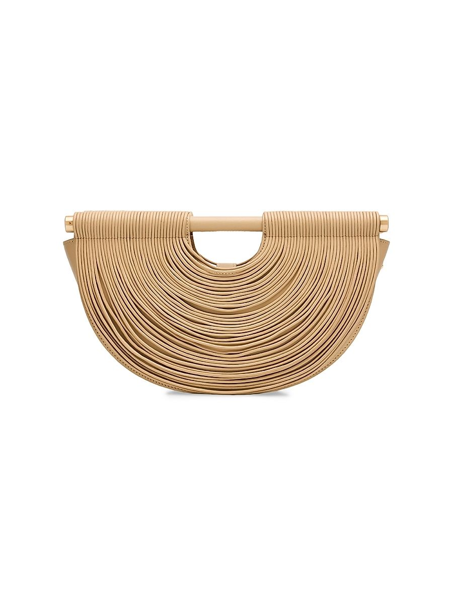 Women's Lou Draped Leather Clutch - Beige