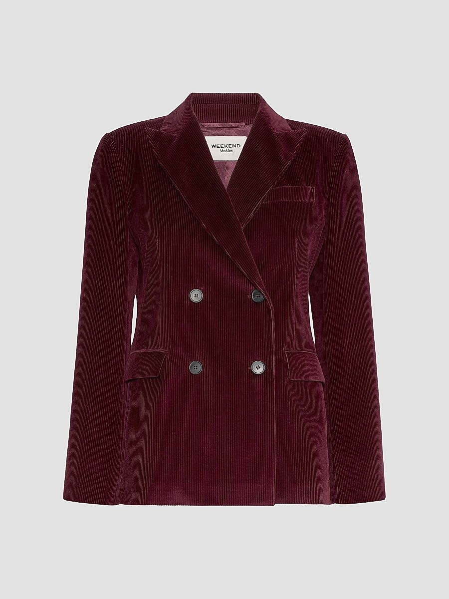 Women's Cotton Velvet Blazer - Bordeaux - Size 10
