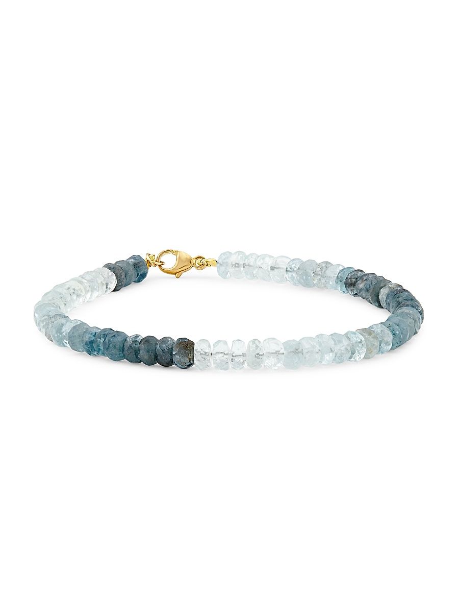 Women's Oracle 14K Yellow Gold & Moss Aquamarine Beaded Bracelet - Blue