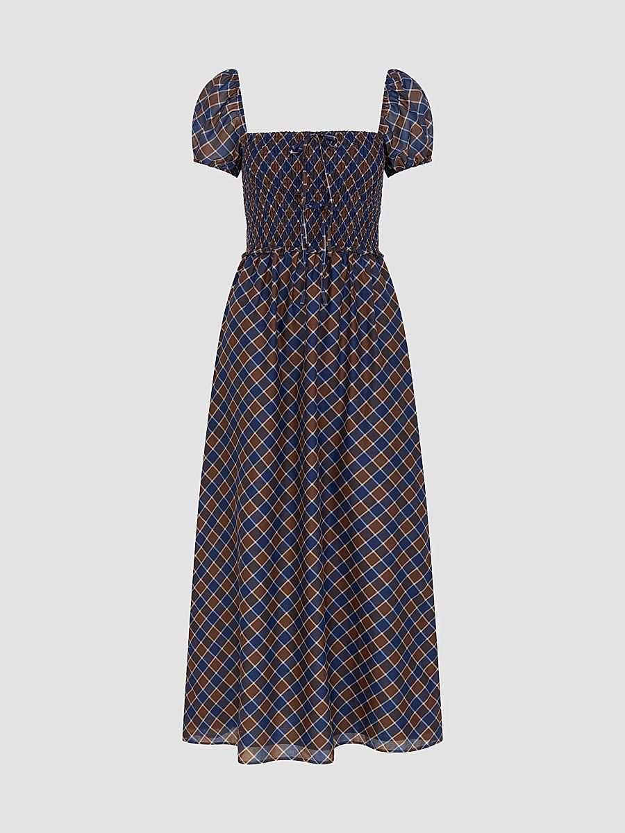 Hill House Home Women's The Aster Nap Dress - Wilshire Plaid Chocolate - Size Large