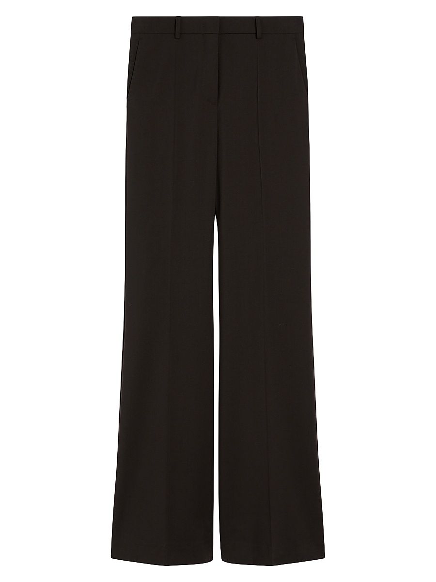 Women's Flared Stretch Wool Trousers - Dark Brown - Size 12