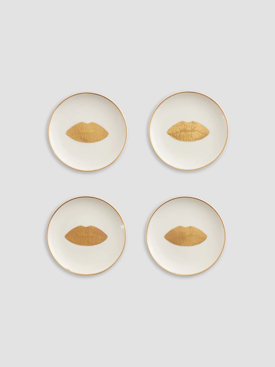 Jonathan Adler Lips 4-Piece Porcelain Coaster Set - White
