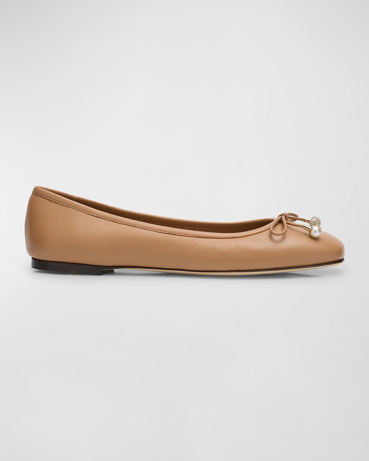 Elme Leather Bow Ballerina Flats