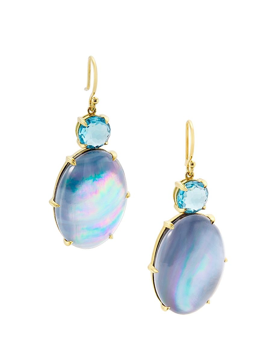 Women's Rock Candy 18K Yellow Gold, Swiss Blue Topaz & Onyx Drop Earrings - Gold