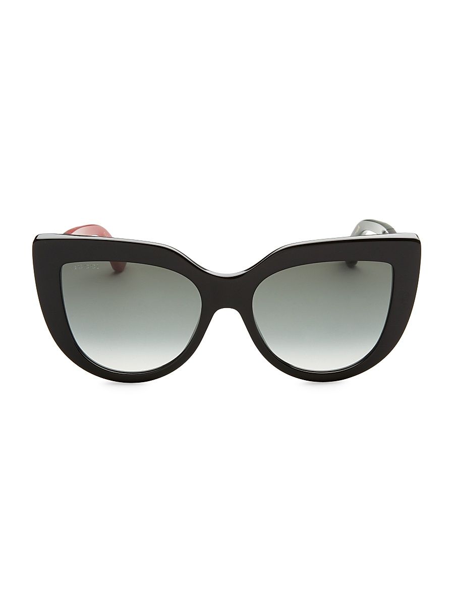 Women's 53MM Colorblocked Arm Cat Eye Sunglasses - Black
