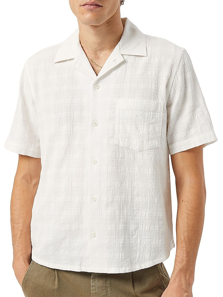 Men's Washed Dobby Cotton Shirt - White - Size Small