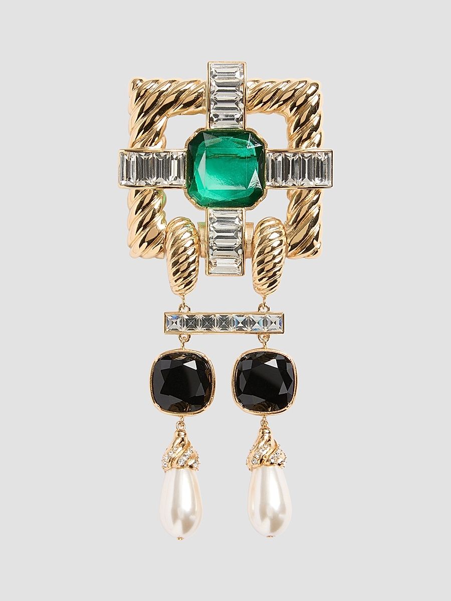 Valentino Women's Hypergoutte Brooch in Metal and Resin - Gold Multicolor