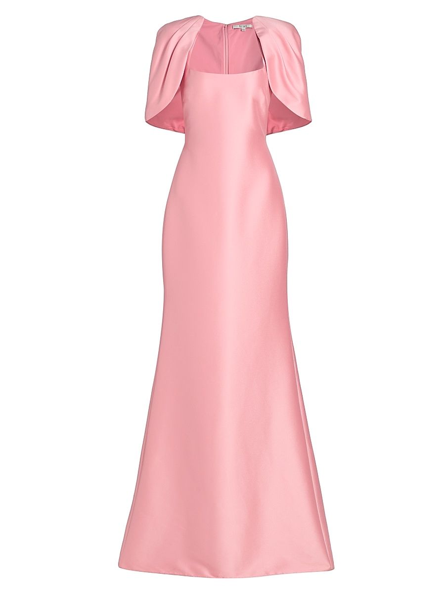 Women's Satin Capelet Trumpet Gown - Peony - Size 16
