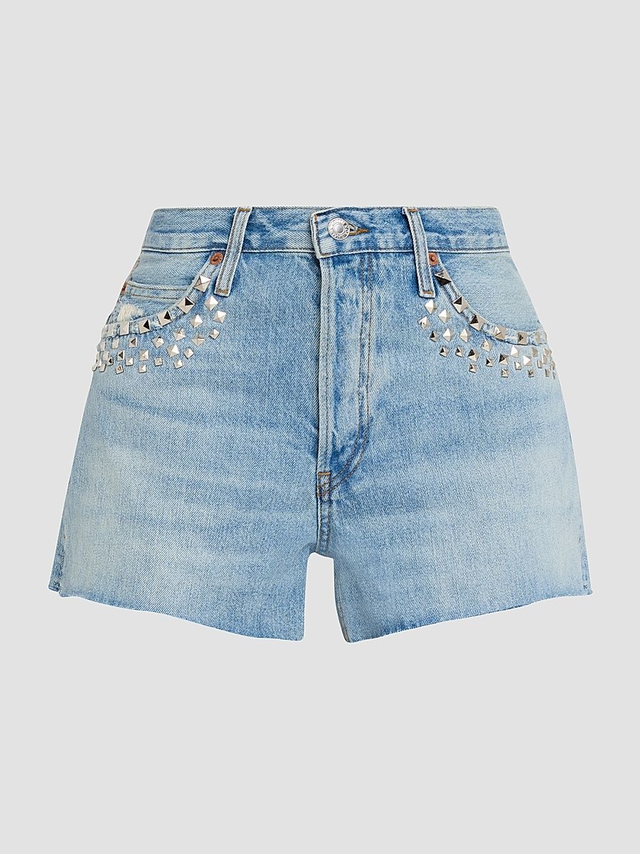 Women's The Breezy Studded Denim Shorts - Aged Worn Blue - Size 31