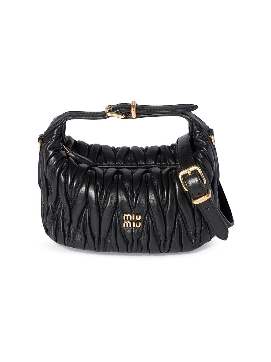 Women's Matelassé Nappa Leather Pouch - Black
