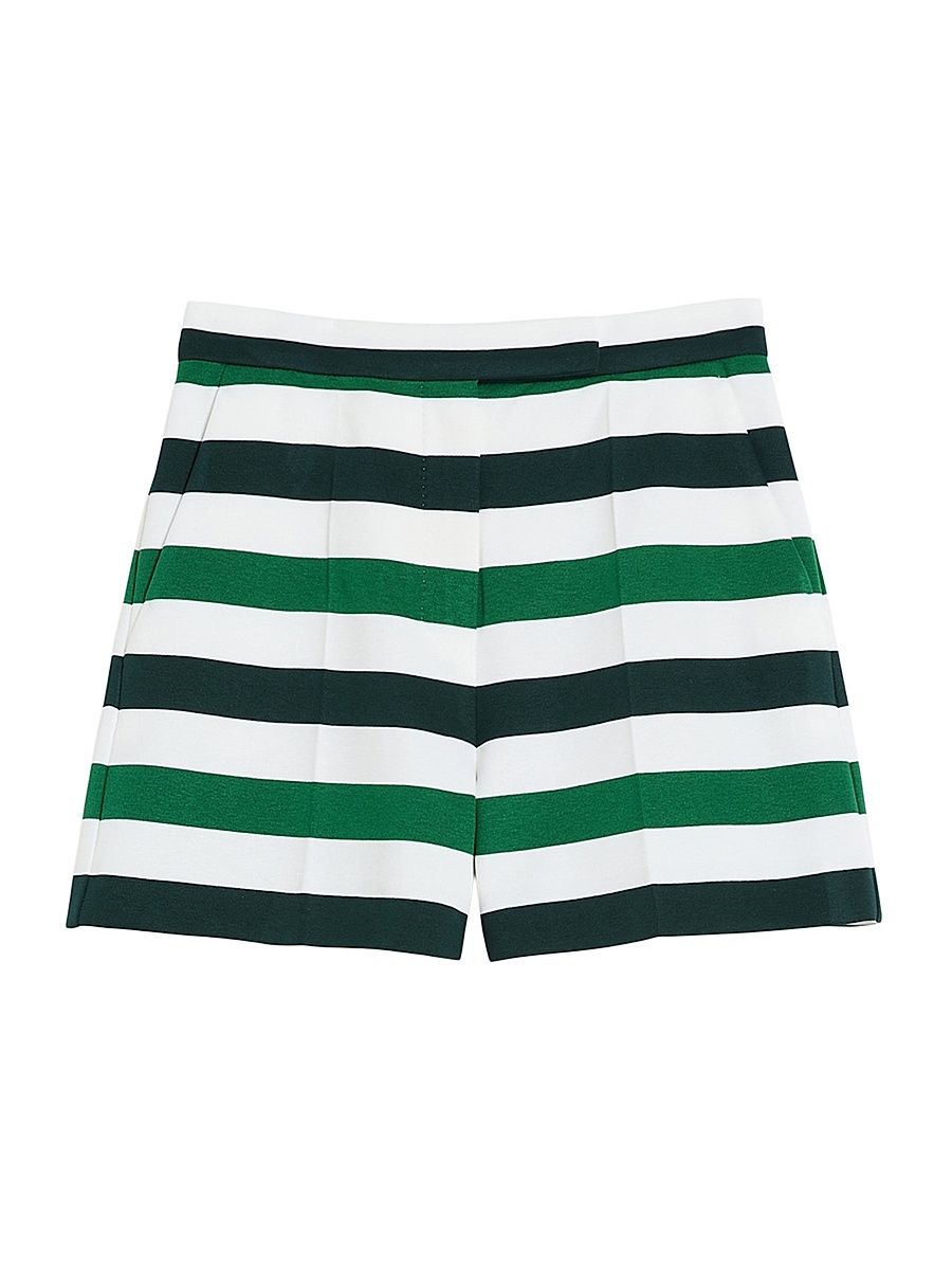 Women's Striped Jersey Shorts - Green Multicoloured Stripe - Size 0