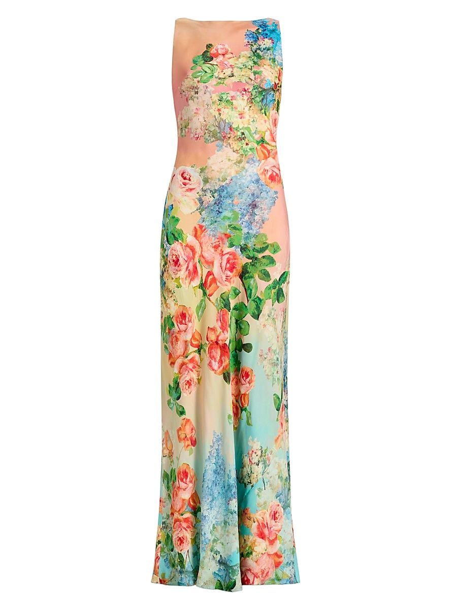 Women's Floral Column Maxi Dress - Size XXL