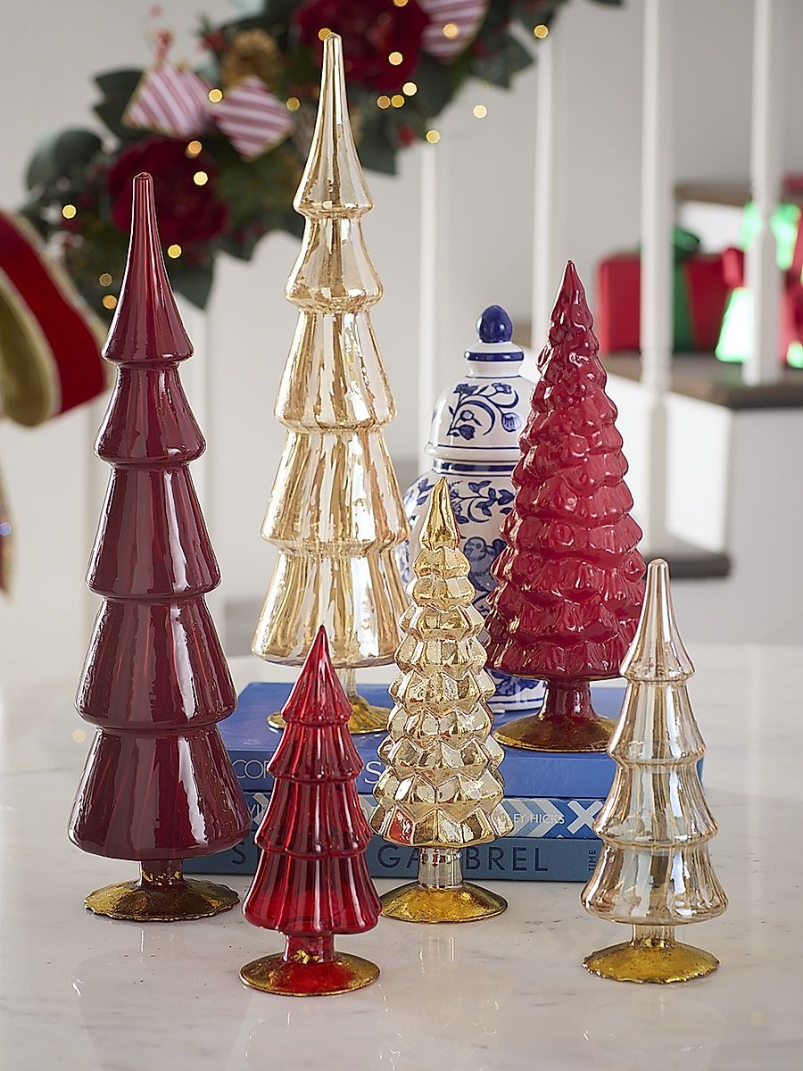 6-Piece Handcrafted Tabletop Glass Tree Set