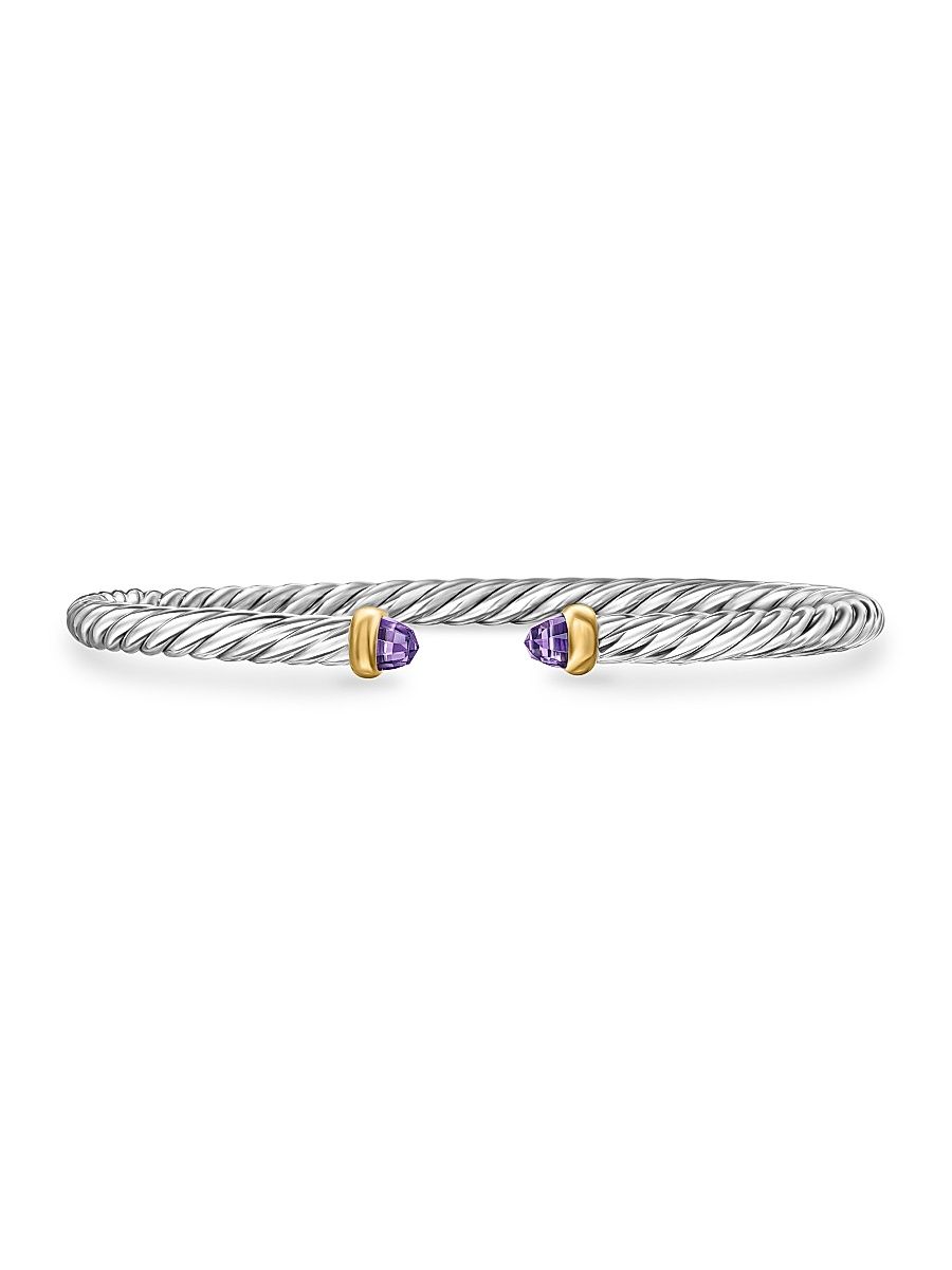 Women's Cable Flex Bracelet in Sterling Silver - Pearl - Size Medium
