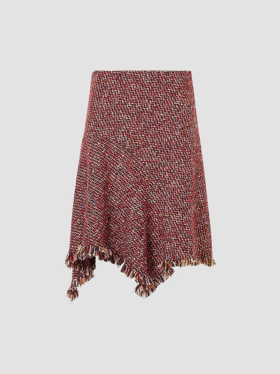 Women's Tweed Handkerchief Skirt - Rusty Red Multicolor - Size 16