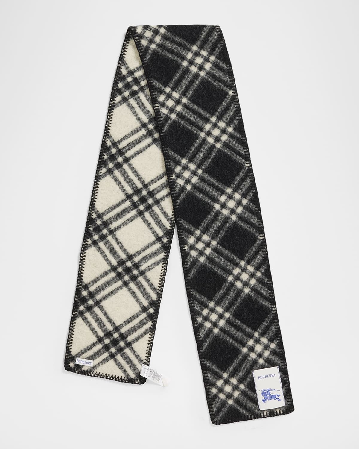 Men & apos;s Narrow Check Wool Scarf