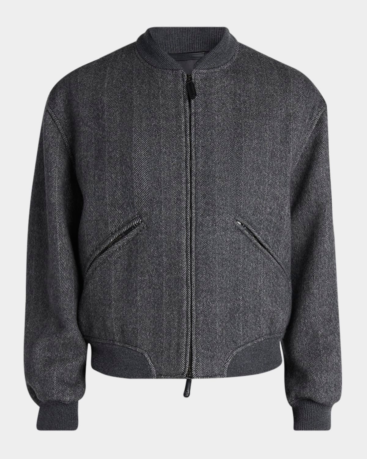Men & apos;s Herringbone Cashmere and Wool Bomber Jacket