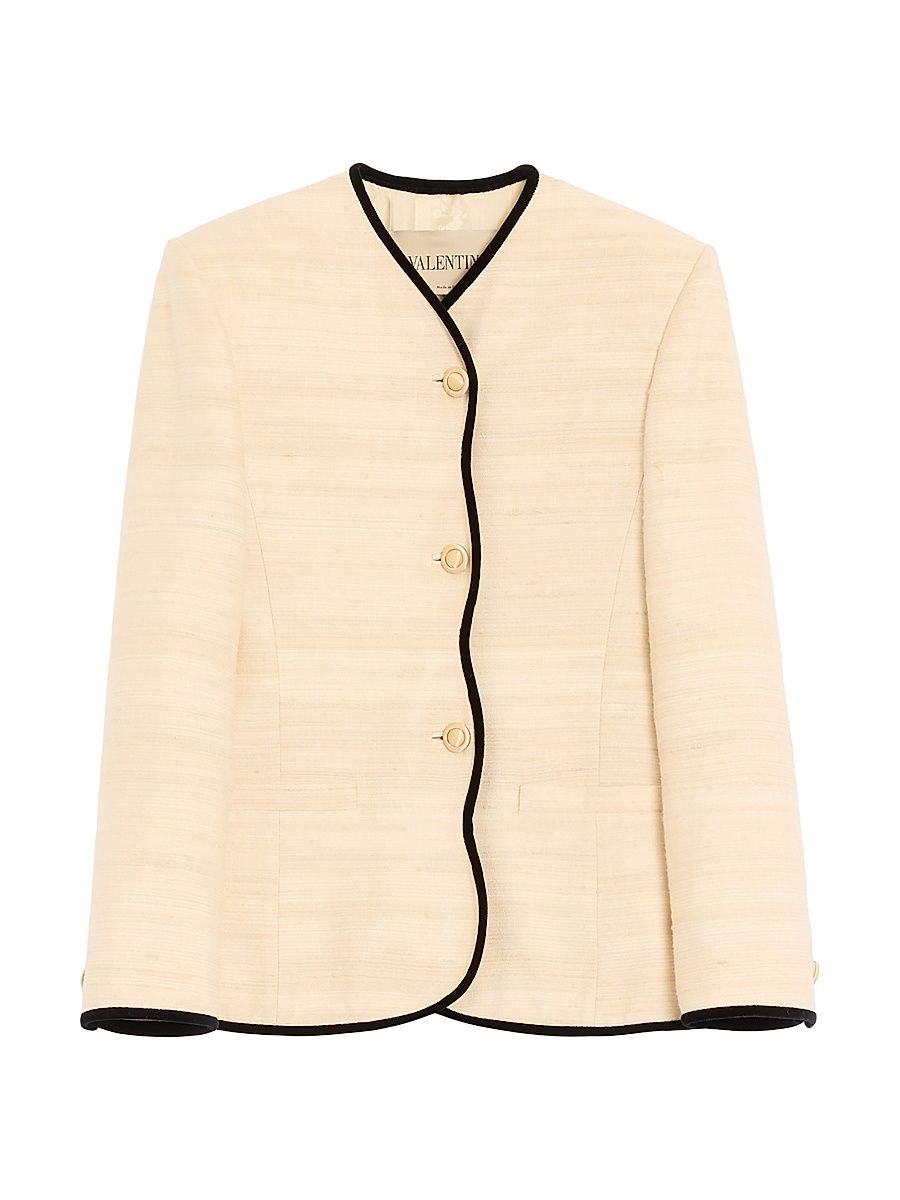 Women's Jacket in Silk Linen Canvas - Latte - Size 2