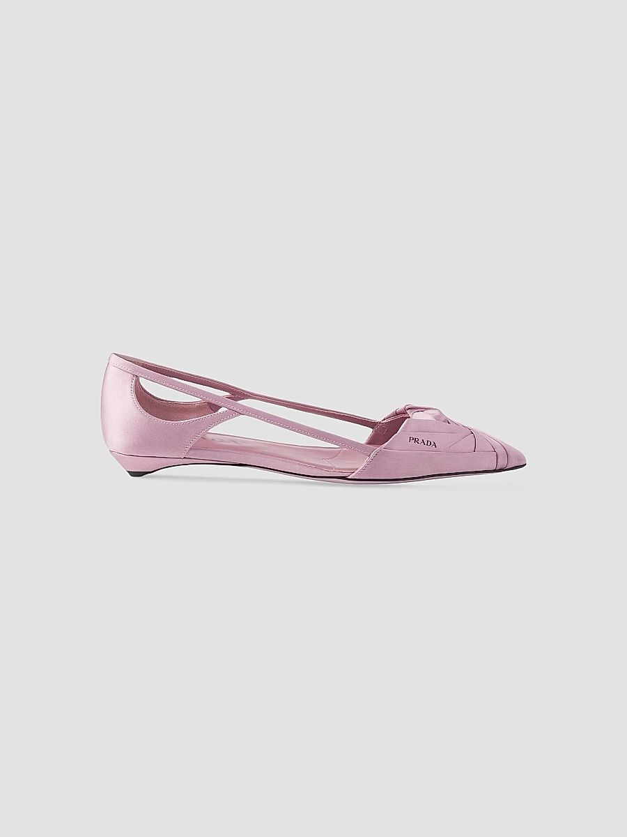 Prada Women's Satin Cut-Out Ballerinas - Pink - Size 7